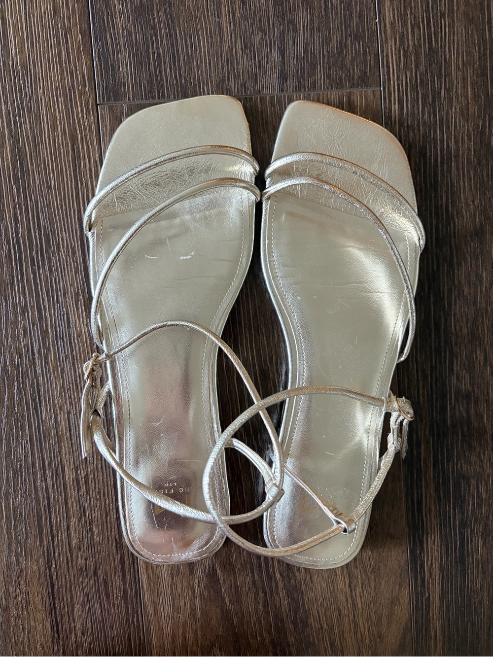 Marc Fisher Silver Strappy Square-Toe Sandals
